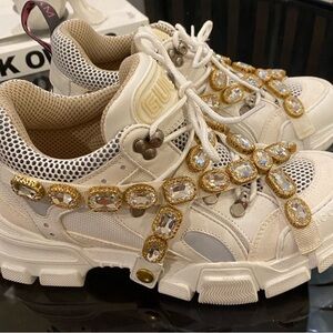 Gucci flashtrek crystal sneaker size 39
